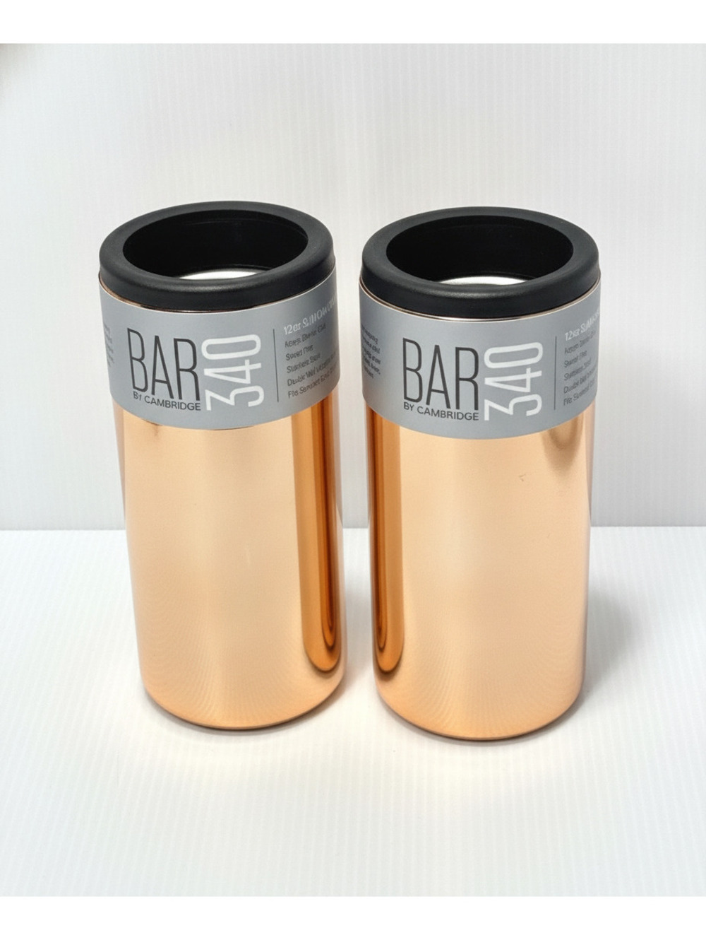 Bar 340 by Cambridge Slim Can Cooler 12oz Rose Gold Stainless Insulated 2PK NWT